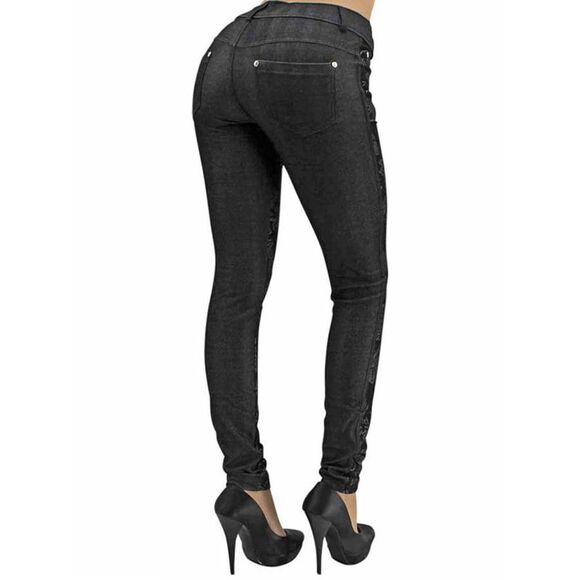 Floral Stretch Jeggings With Pockets - Picture 3 of 3